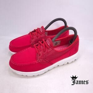 Skechers On The Go Athletic Lace Up Shoe Womens Size 7 14269 Red White
